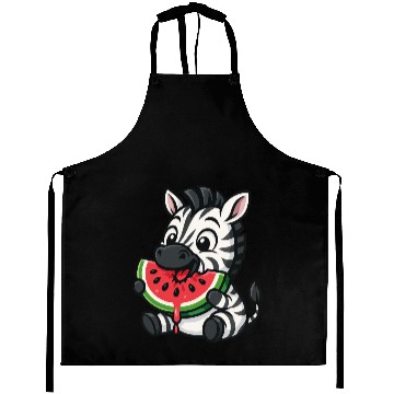 Discover Funny zebra watermelon fruit summer cartoon Aprons