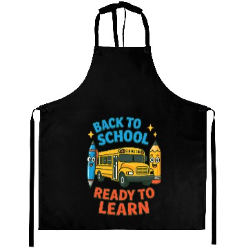 Discover Back to School Bus Cartoon Design Aprons