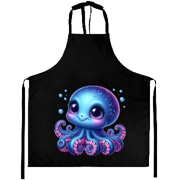 Discover Colorful Cartoon Octopus Illustration Aprons