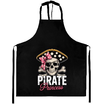 Discover Pirate Princess Skull and Crossbones with Pink Bow Aprons