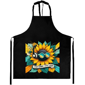 Discover Sunflower with Sunglasses and Headphones Aprons