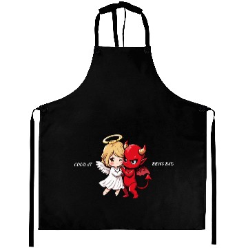 Discover Heavenly Angel vs Devil Cartoon Design Aprons
