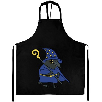 Discover Mystical Wizard Raven Illustration Aprons