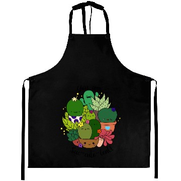 Discover Kawaii Succulent Garden Illustration Aprons