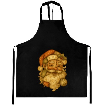 Discover Patchwork Santa Face Vintage Christmas Folk Art Aprons