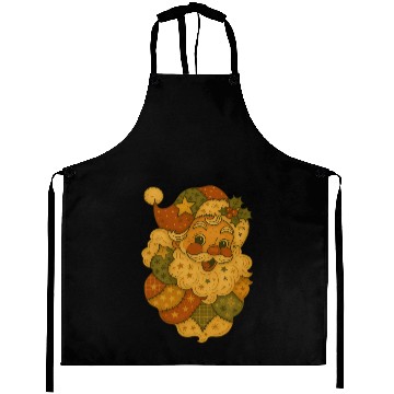 Discover Patchwork Santa Face Vintage Christmas Folk Art Aprons