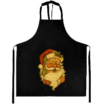 Discover Patchwork Santa Face Vintage Christmas Folk Art Aprons
