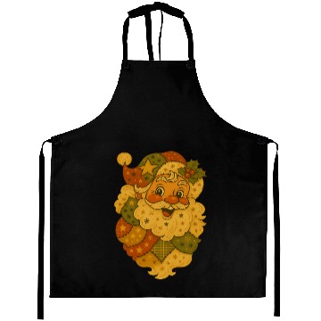 Discover Patchwork Santa Face Vintage Christmas Folk Art Aprons