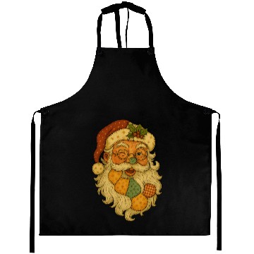 Discover Patchwork Santa Face Vintage Christmas Folk Art Aprons