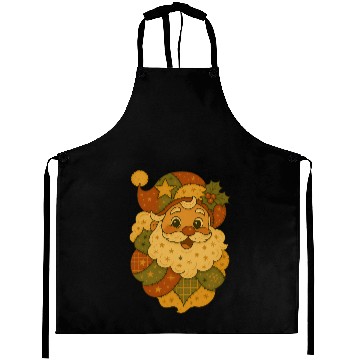 Discover Patchwork Santa Face Vintage Christmas Folk Art Aprons