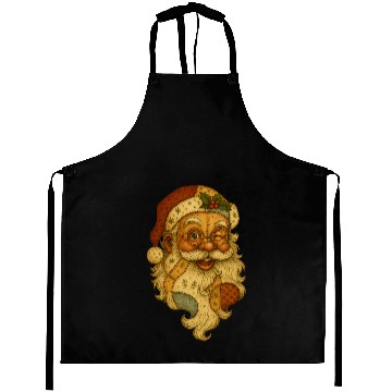 Discover Patchwork Santa Face Vintage Christmas Folk Art Aprons