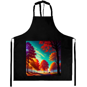 Discover Vivid Autumn Tree Landscape Aprons