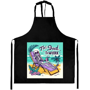 Discover Skeleton Relaxing at Beach Scene Aprons