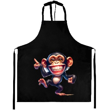 Discover Playful Monkey Cartoon Illustration Aprons