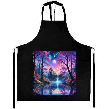 Discover Fantasy Landscape with Waterfall and Moon Aprons