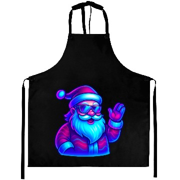 Discover Neon Santa Claus Cyberpunk Christmas Aprons