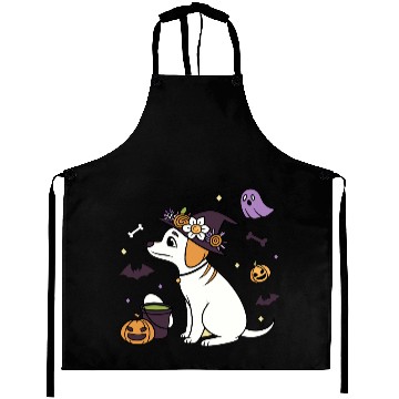 Discover Halloween Witch Dog Illustration Aprons