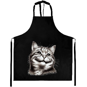 Discover Joyful Cat Illustration for Apparel Aprons