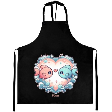 Discover Celestial Pisces Love Heart Illustration Aprons