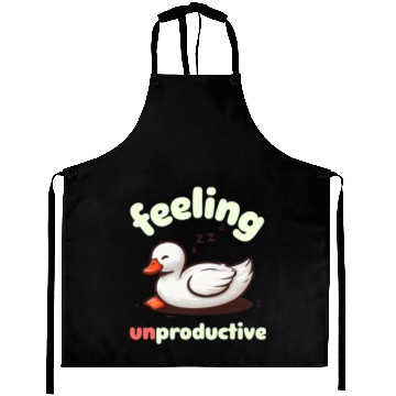 Discover Playful Sleepy Duck Illustration Aprons