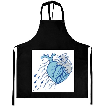 Discover Whimsical Cat Embracing Heart Aprons