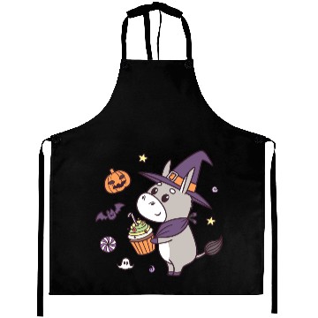 Discover Whimsical Halloween Witch Pony Design Aprons