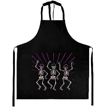 Discover Neon Skeleton Dance Illustration Aprons