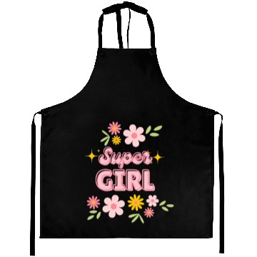 Discover Super Girl Floral Sparkle Design Aprons