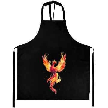 Discover Fiery Phoenix Watercolor Illustration Aprons