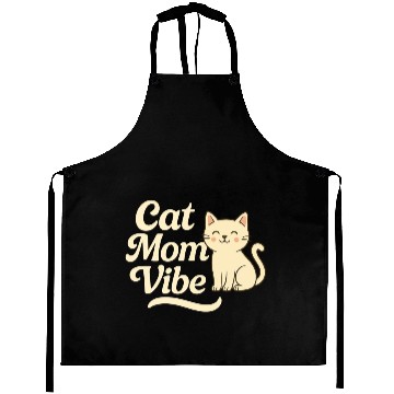Discover Cat Mom Vibes – Cute Cartoon Cat Design for Cat L Aprons