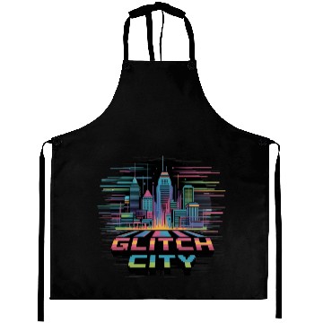 Discover Neon Cyberpunk Cityscape Design Aprons