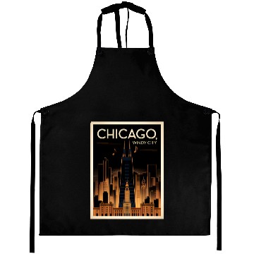 Discover Chicago Skyline Nightscape Design Aprons