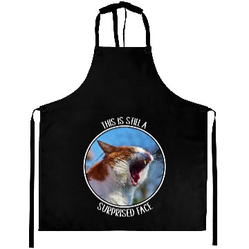 Discover This is Still A Surprised Face Funny Cute Cat Meme Aprons