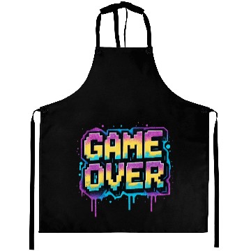Discover Pixelated Game Over Graffiti Design Aprons