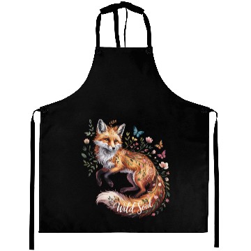 Discover Enchanted Fox with Floral Accents Aprons