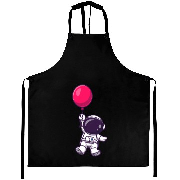 Discover Astronaut Holding Pink Balloon Illustration Aprons