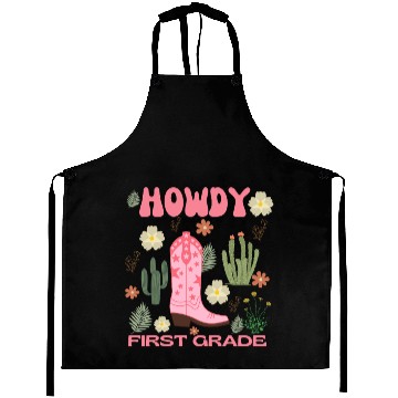 Discover Howdy First Grade Kids Aprons, Cowgirl First Day