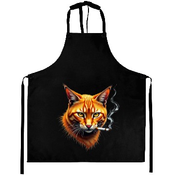 Discover Orange Smoking Cat Aprons |Realistic Cool Cat PNG