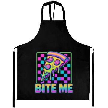 Discover Bite Me – Y2K Glitch Pizza Neon Aprons