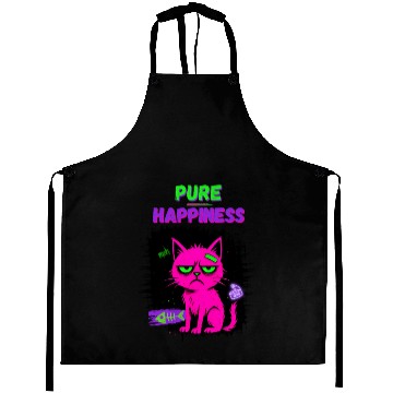 Discover Neon Grumpy Cat – Pure Happiness Graphic Aprons