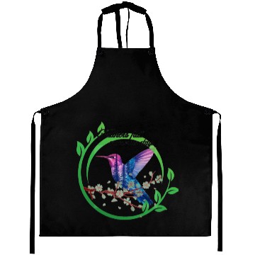 Discover Vibrant Hummingbird and Blossoms Design Aprons