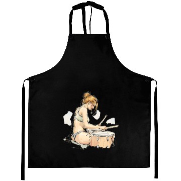 Discover Illustrative Drummer Girl in Casual Attire Aprons