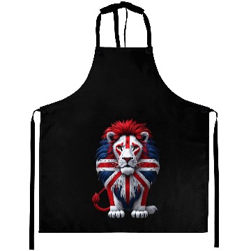 Discover British Lion with Union Jack Flag Graphic Design Aprons