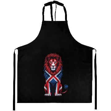 Discover British Lion with Union Jack Flag Bold Art Design Aprons