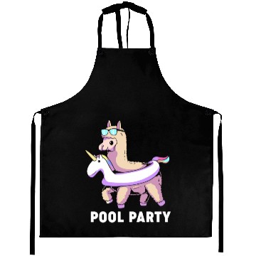 Discover Pool Party Squad Summer Llama Unicorn Aprons