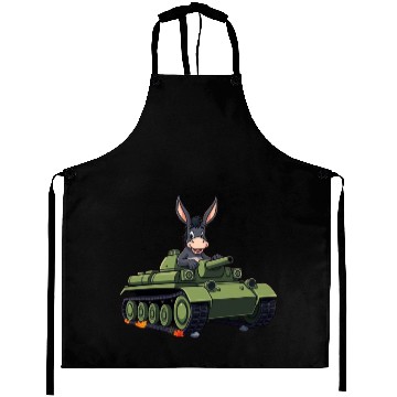 Discover Adorable Donkey Tank Battle Scene Aprons