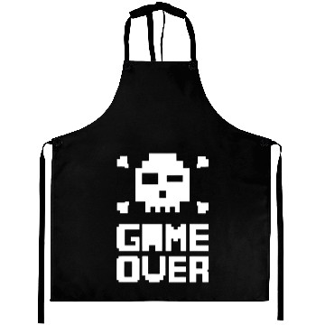 Discover Pixelated Skull Game Over Design Aprons