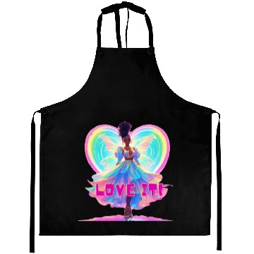 Discover Rainbow Fairy Heart Illustration Aprons