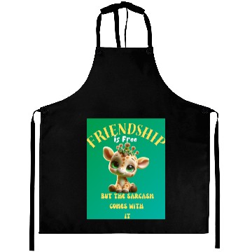Discover Whimsical Friendshippissed Giraffe Illustration Aprons