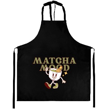 Discover Matcha Mood Tea Cartoon Design  Aprons